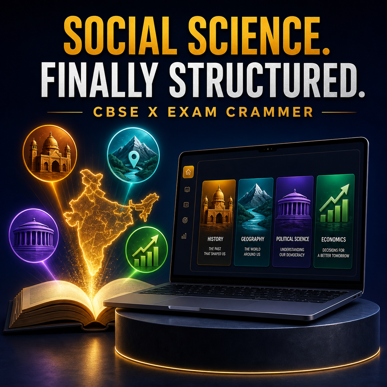 CBSE Class 10 Social Science Exam Crammer - Focused visual overview